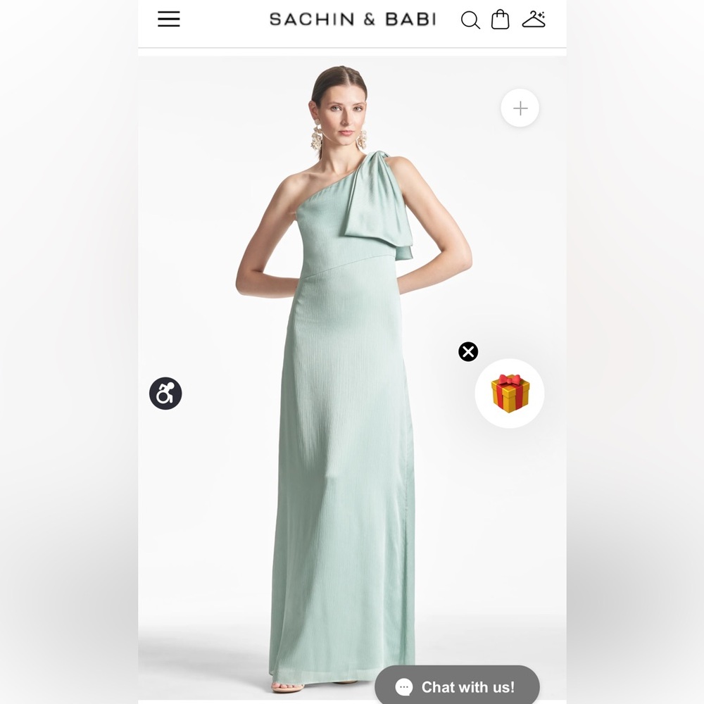 Sachin & Babi One-Shoulder Satin Charmeuse Gown Size 2 in Jade